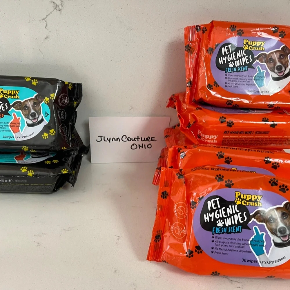 Puppy Crush pet Wipes, Unscented dog wipes 30, New Pet wipes, New cat wipes